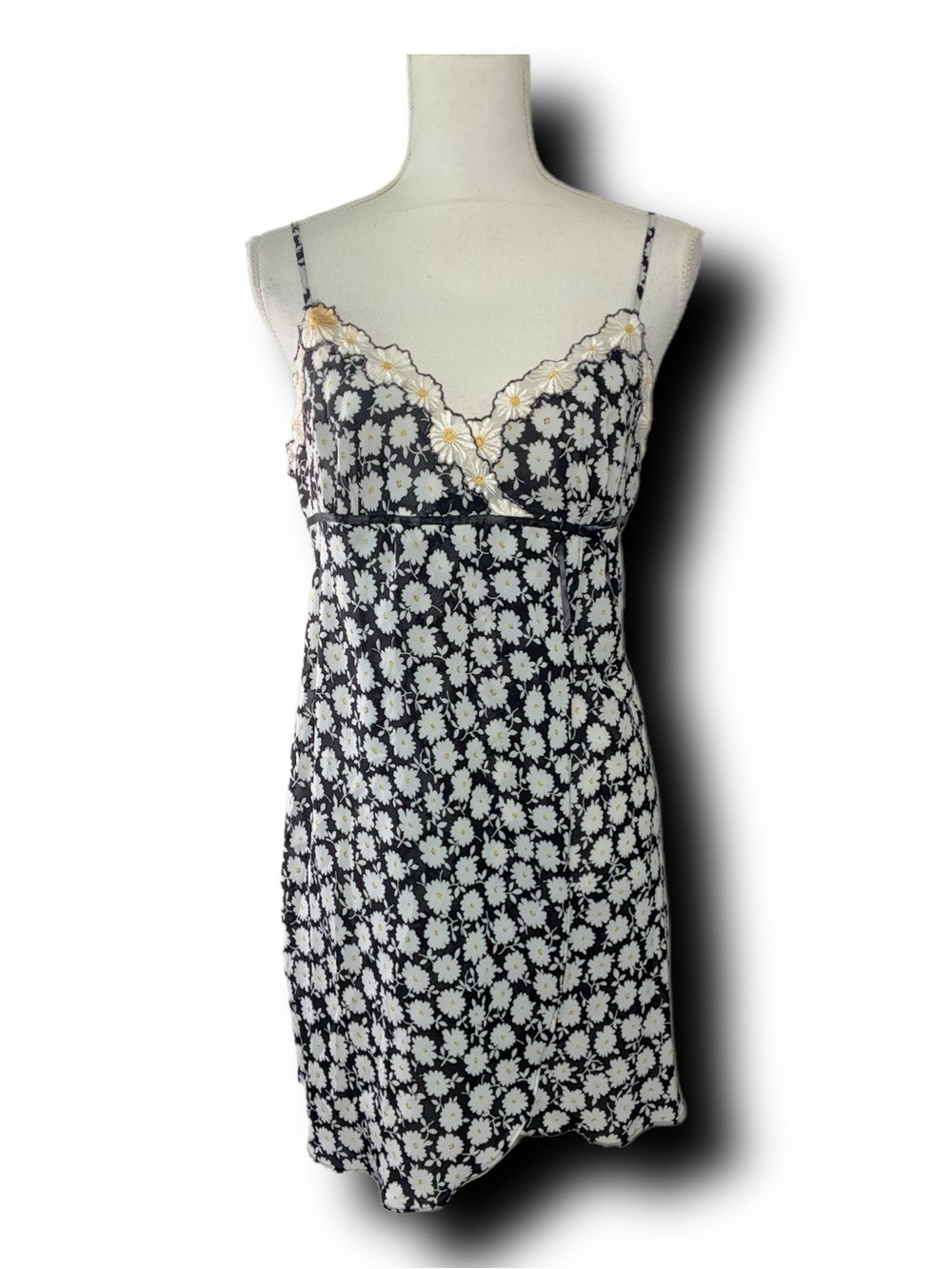 Vintage Morgan Taylor Intimates Floral Daisy Print Lace-Trim Slip Dress Sample